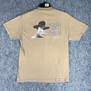 John Wayne Shirt Mens Large Tan True Grit Cowboy Western‎ Movie Actor True Grit